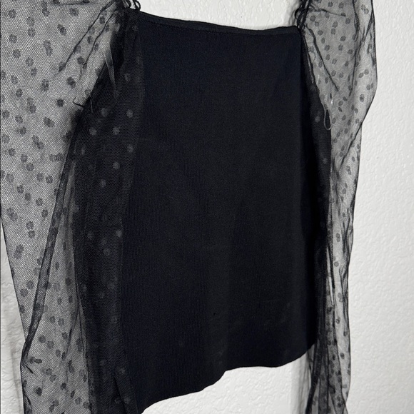 NWT Petal & Pup Rigala Top Black Ribbed Sheer Square Neck Size Medium Whimsigoth - Picture 4 of 8